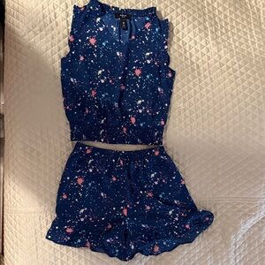 Aqua girls two-piece lined set, medium